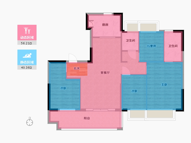 广东省-东莞市-华侨城云麓台(二期)-87.24-户型库-动静分区