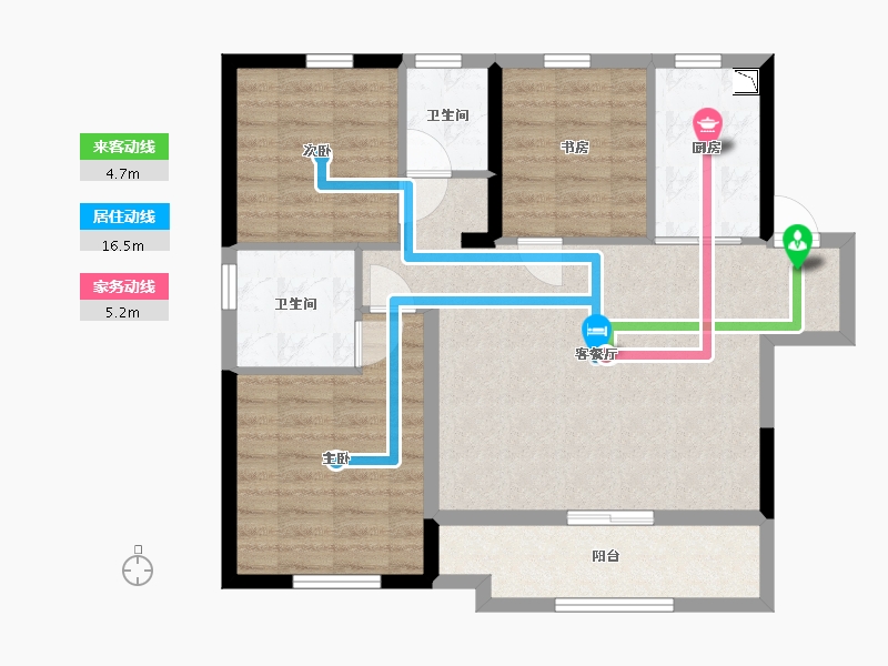 陕西省-咸阳市-绿地新都会-78.58-户型库-动静线