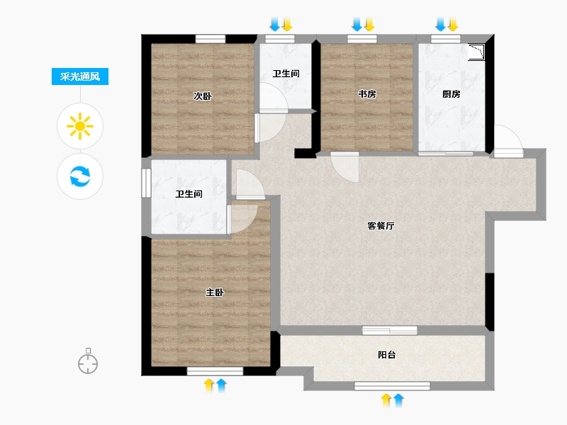 陕西省-咸阳市-绿地新都会-78.58-户型库-采光通风