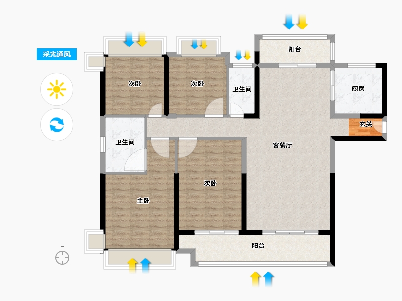 广东省-中山市-敏捷·紫岭天玺-129.00-户型库-采光通风