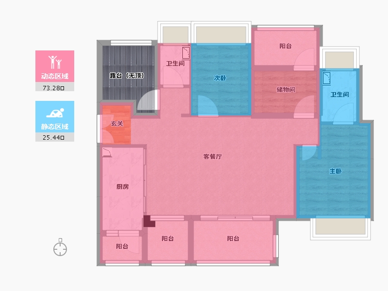 广东省-中山市-招商禹洲·云鼎府-93.31-户型库-动静分区