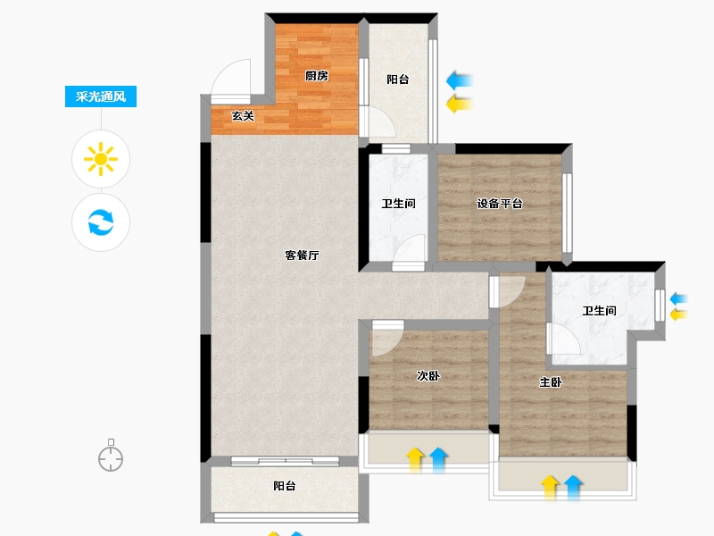 广西壮族自治区-桂林市-彰泰欢乐颂-84.10-户型库-采光通风