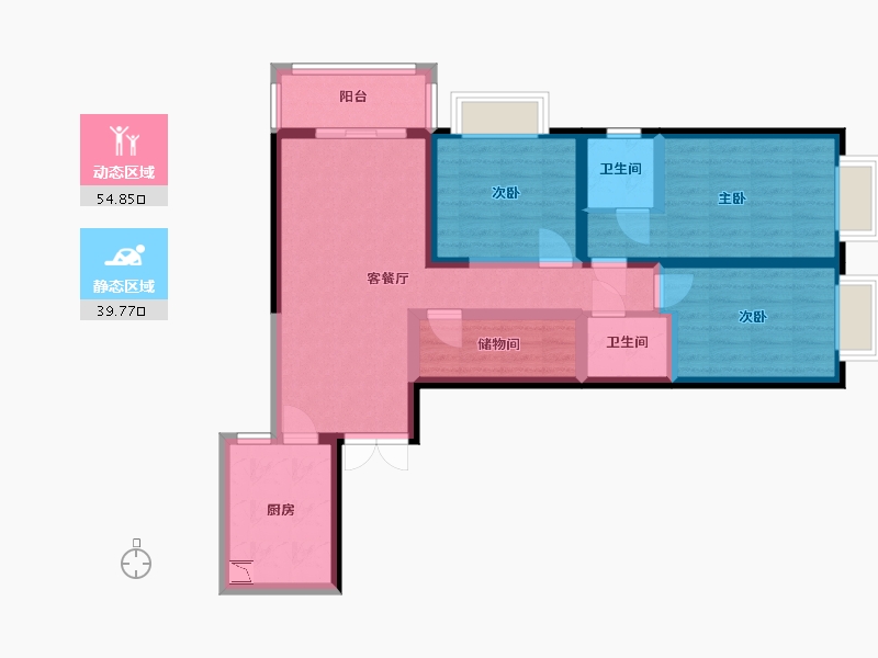 云南省-昆明市-瑞鼎城-82.29-户型库-动静分区