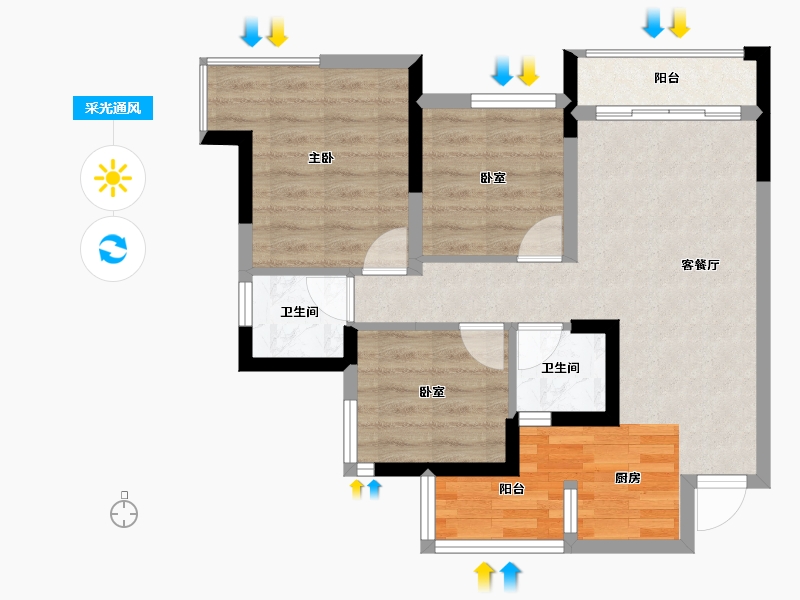 四川省-眉山市-鹭湖花园城-62.05-户型库-采光通风