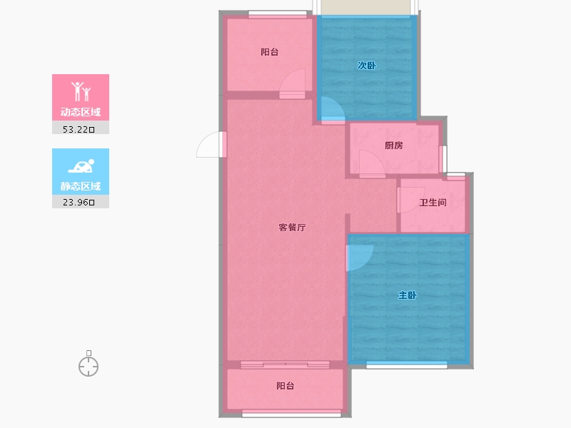 浙江省-杭州市-丰隆·百翘香江-69.61-户型库-动静分区