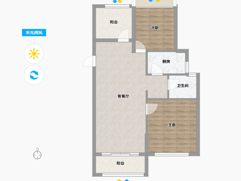 浙江省-杭州市-丰隆·百翘香江-69.61-户型库-采光通风