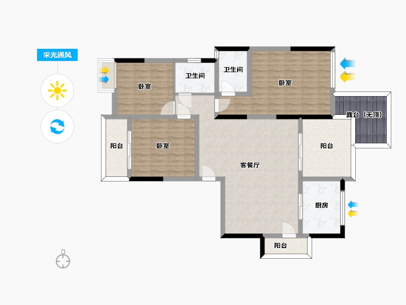 四川省-泸州市-碧桂园生态城-117.07-户型库-采光通风