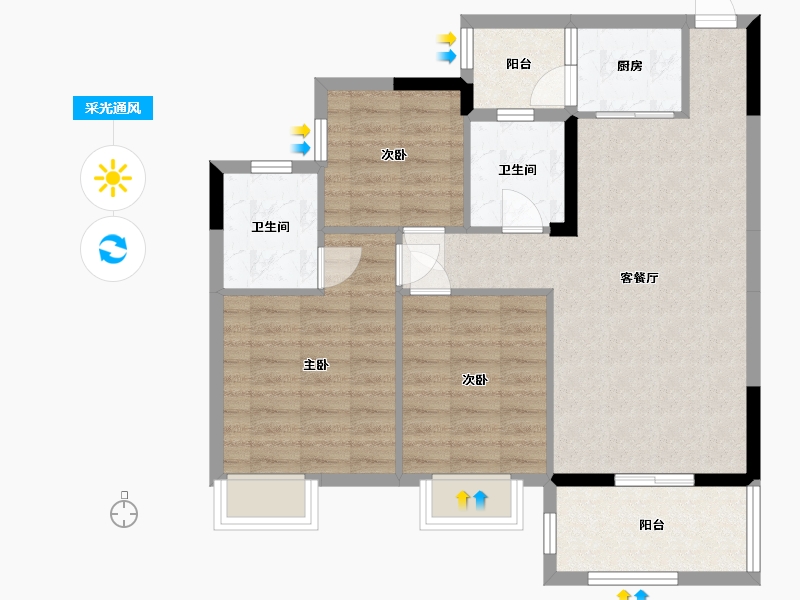 广西壮族自治区-南宁市-天池山中脊-80.03-户型库-采光通风