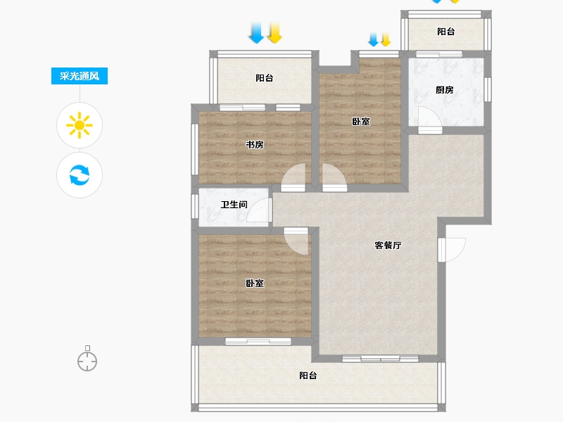 四川省-遂宁市-大英四季花城-90.24-户型库-采光通风