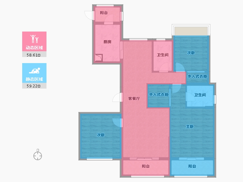 浙江省-杭州市-丰隆·百翘香江-105.14-户型库-动静分区