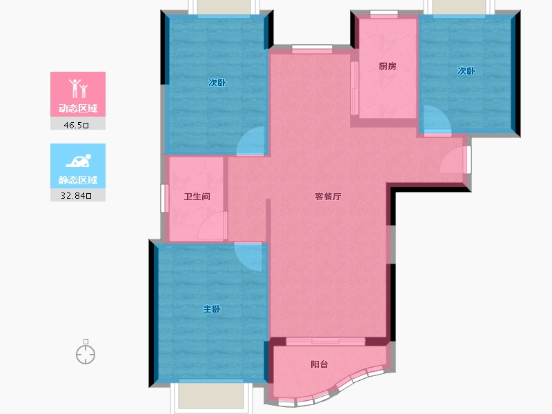 海南省-三亚市-合景汀澜海岸-71.49-户型库-动静分区