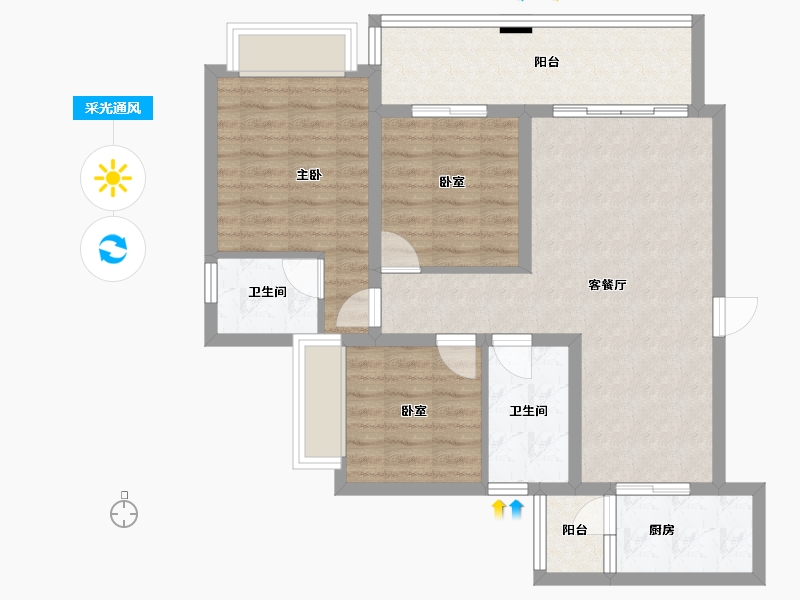 四川省-南充市-鸿华御府-81.56-户型库-采光通风