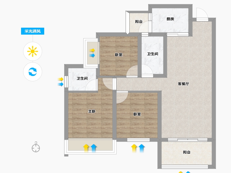 四川省-南充市-鸿华御府-70.03-户型库-采光通风