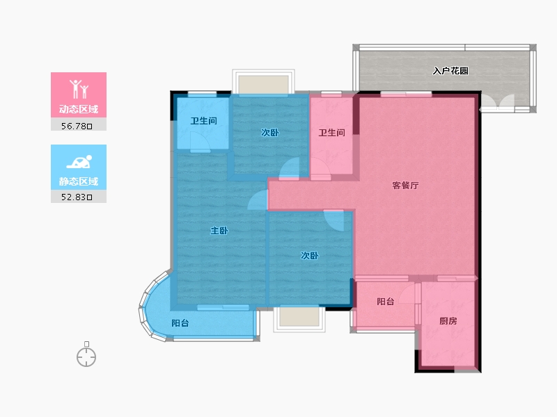 广东省-揭阳市-揭阳幸福城-110.79-户型库-动静分区