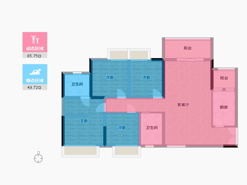 四川省-内江市-隆城雅苑-102.32-户型库-动静分区