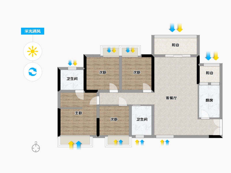 四川省-内江市-隆城雅苑-102.32-户型库-采光通风