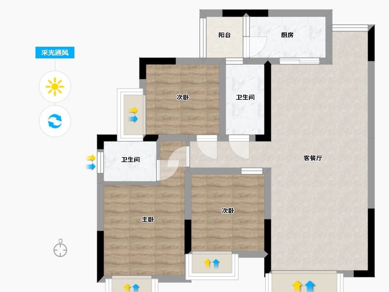 四川省-内江市-隆城雅苑-75.74-户型库-采光通风