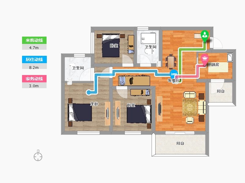 四川省-南充市-远达江山美墅-74.54-户型库-动静线