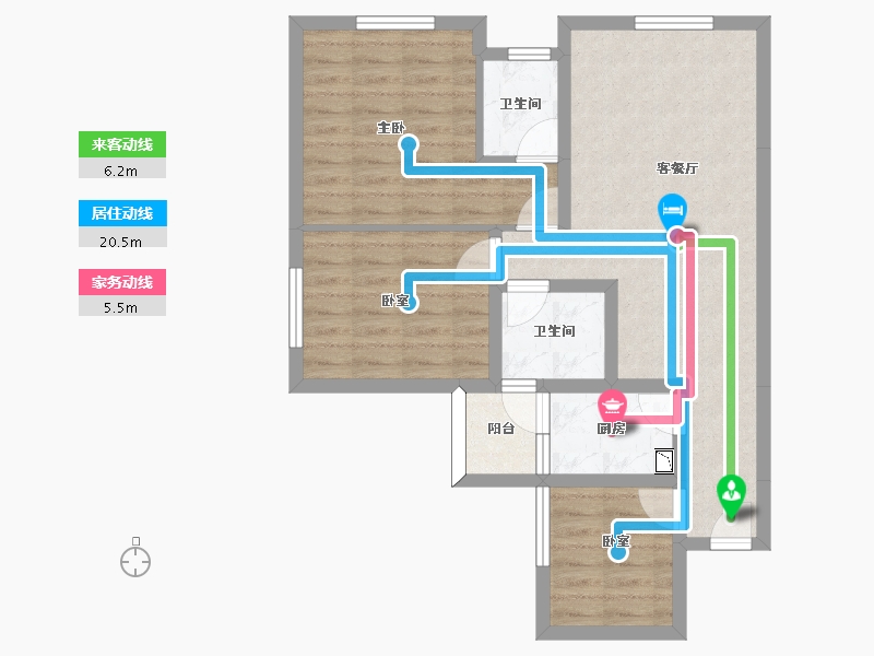 四川省-南充市-远达江山美墅-70.54-户型库-动静线