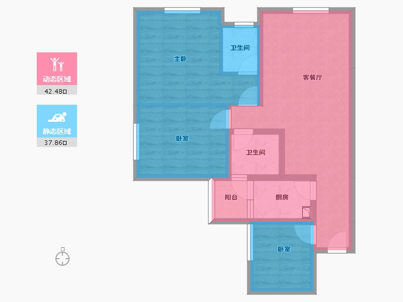 四川省-南充市-远达江山美墅-70.54-户型库-动静分区