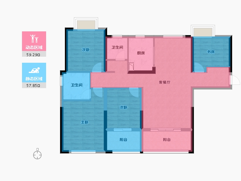 湖北省-襄阳市-民发汉江一品-104.30-户型库-动静分区