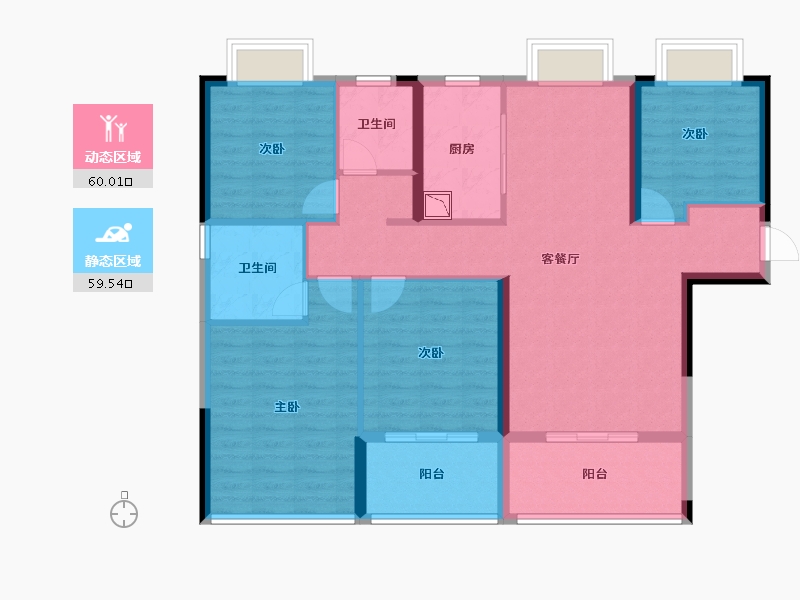 湖北省-襄阳市-民发汉江一品-107.29-户型库-动静分区