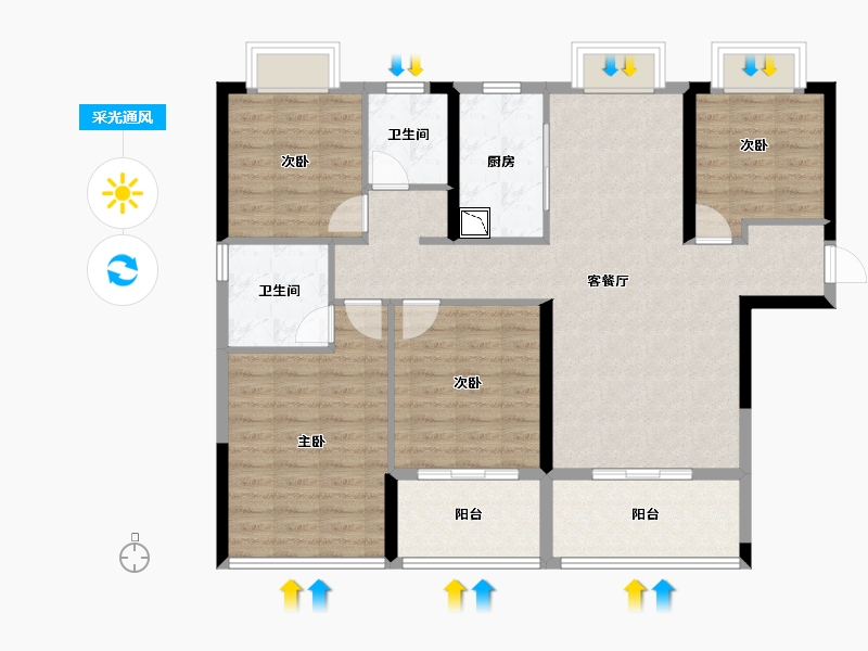 湖北省-襄阳市-民发汉江一品-107.29-户型库-采光通风