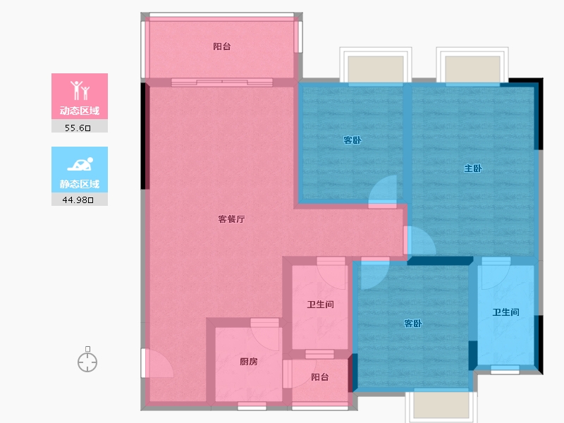 四川省-遂宁市-人和佲都-88.76-户型库-动静分区