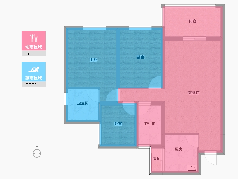 四川省-南充市-远达江山美墅-75.90-户型库-动静分区