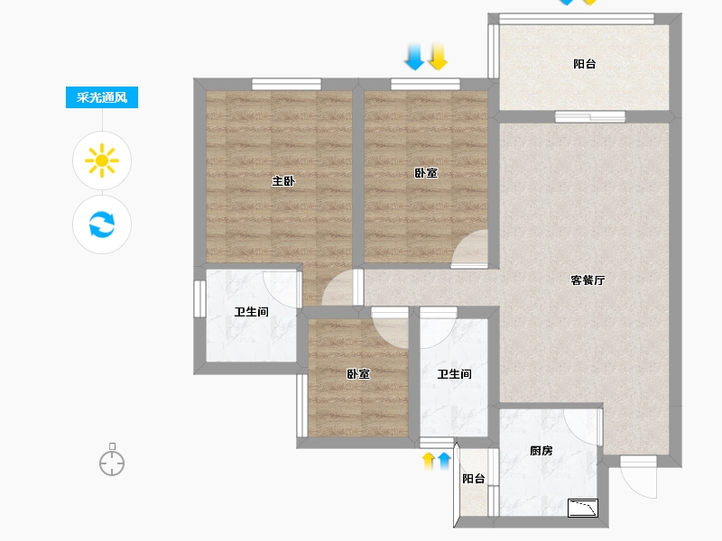 四川省-南充市-远达江山美墅-75.90-户型库-采光通风