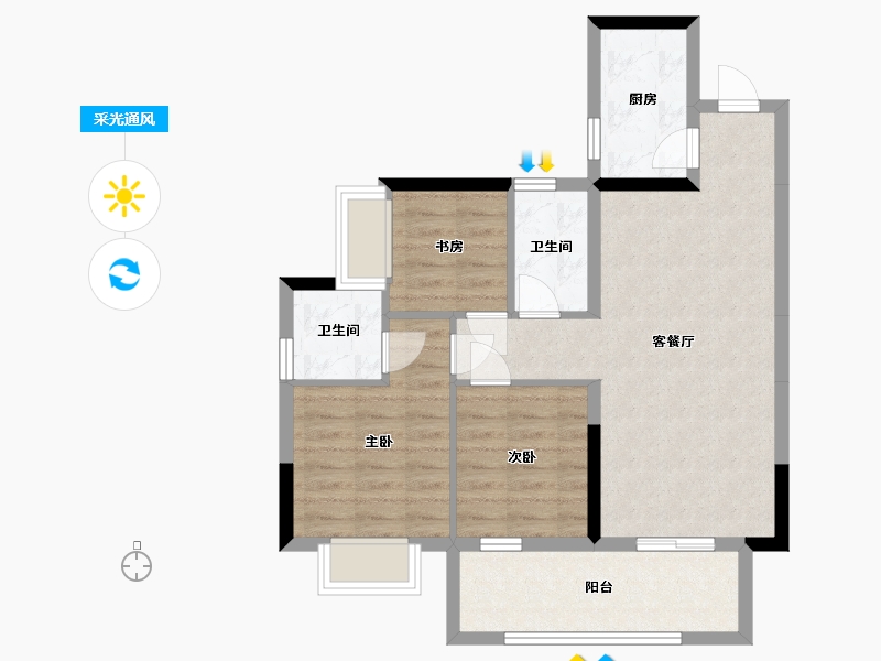 广西壮族自治区-南宁市-安吉大唐世家-71.31-户型库-采光通风