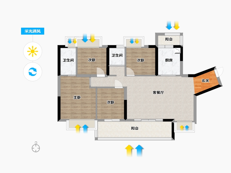 四川省-内江市-碧桂园·铂悦府-98.55-户型库-采光通风