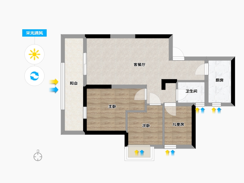 广西壮族自治区-南宁市-安吉大唐世家-59.11-户型库-采光通风