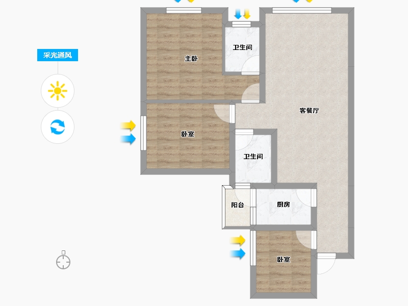 四川省-南充市-远达江山美墅-73.23-户型库-采光通风