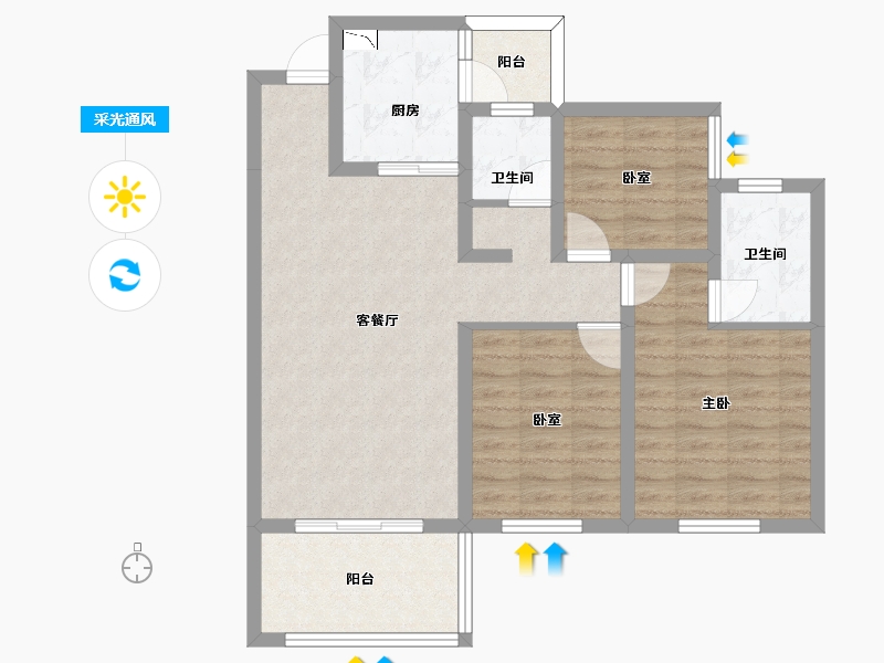 四川省-南充市-远达江山美墅-81.77-户型库-采光通风