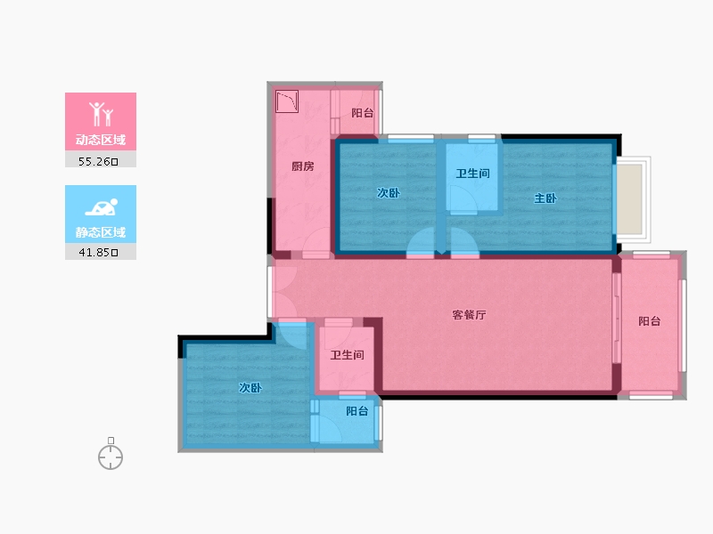 云南省-昆明市-瑞鼎城-85.16-户型库-动静分区