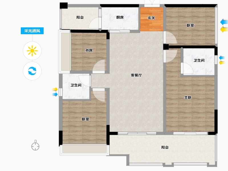 四川省-南充市-阆中市阆城一品-103.36-户型库-采光通风