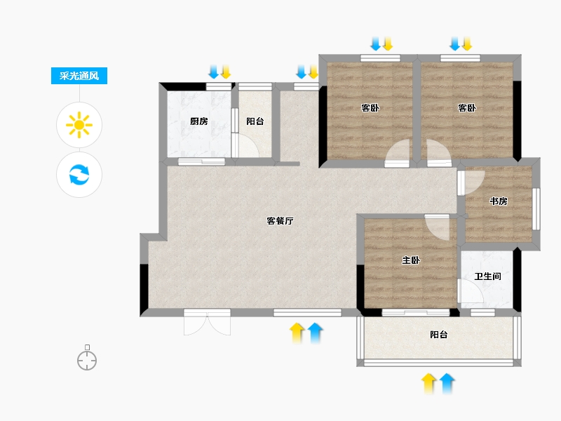 四川省-遂宁市-临江学府-86.71-户型库-采光通风