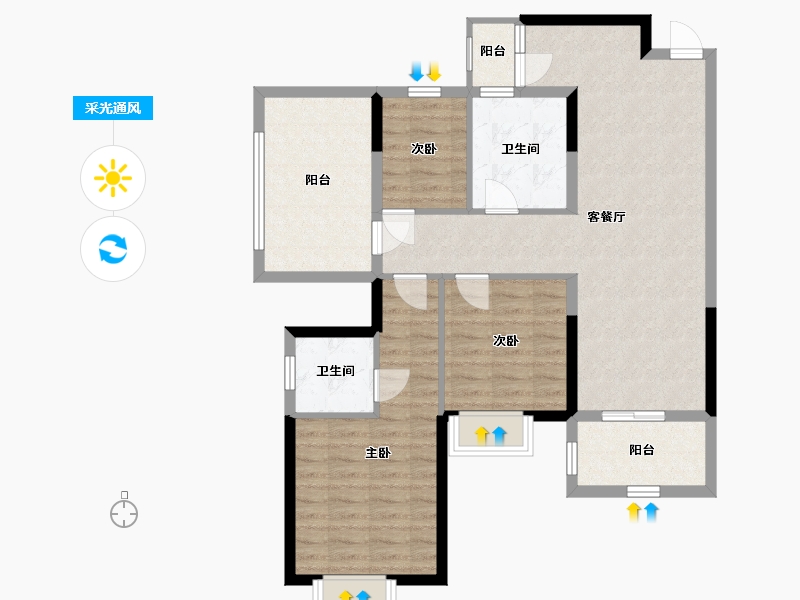 广西壮族自治区-南宁市-荣和公园大道华府-94.76-户型库-采光通风