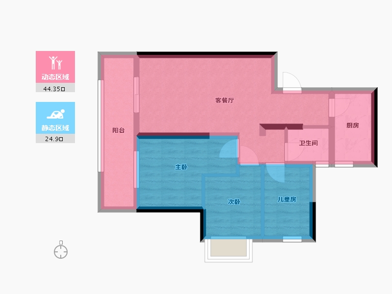 广西壮族自治区-南宁市-安吉大唐世家-60.50-户型库-动静分区