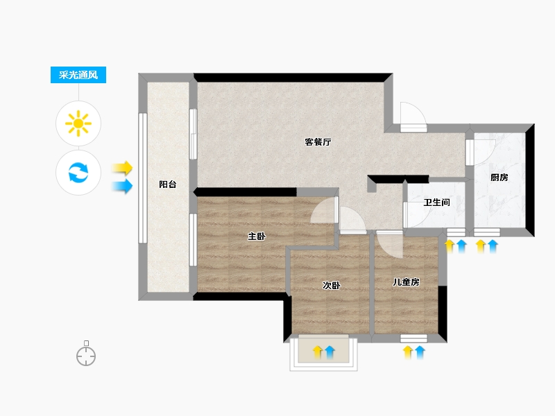 广西壮族自治区-南宁市-安吉大唐世家-60.50-户型库-采光通风