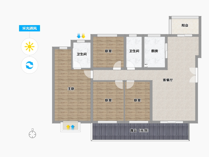 四川省-遂宁市-正黄·翡翠湾-127.70-户型库-采光通风