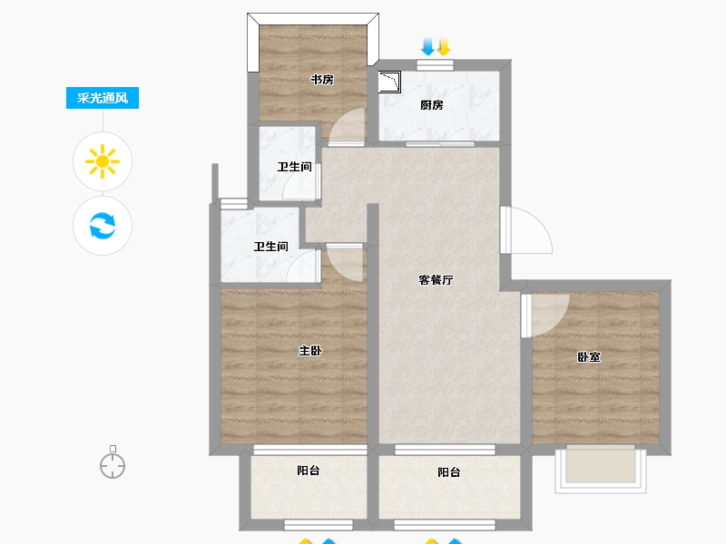 浙江省-杭州市-招商雍和府-71.26-户型库-采光通风