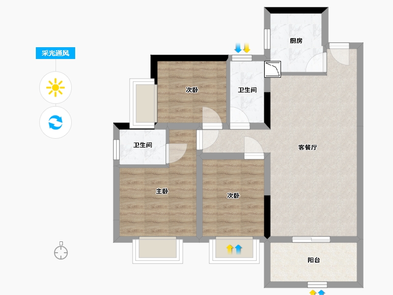 广西壮族自治区-北海市-永高星海名城-67.95-户型库-采光通风