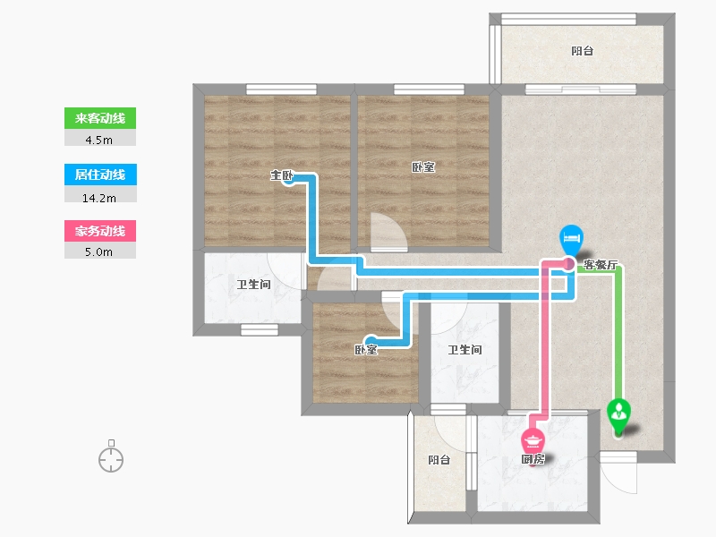 四川省-南充市-远达江山美墅-70.85-户型库-动静线