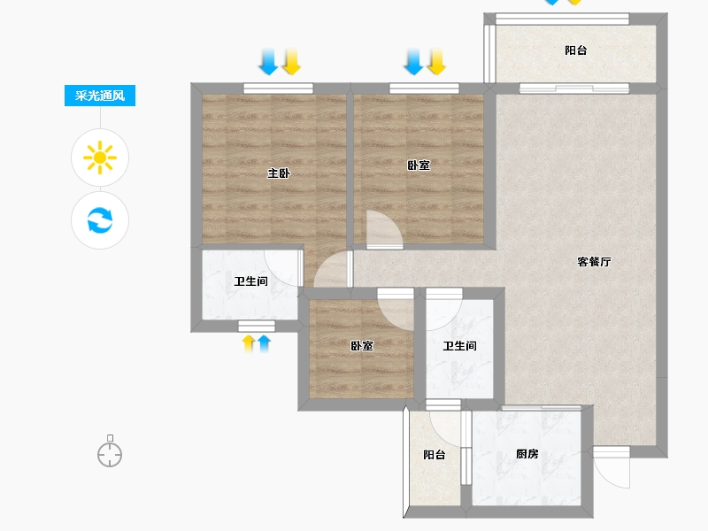 四川省-南充市-远达江山美墅-70.85-户型库-采光通风