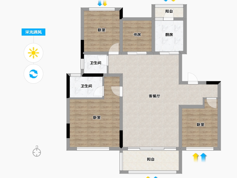 四川省-绵阳市-领地·国际社区-99.79-户型库-采光通风