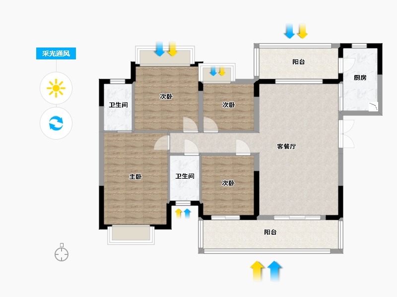 四川省-内江市-邦泰国宾上院-114.92-户型库-采光通风