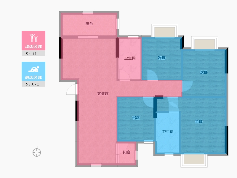 广西壮族自治区-南宁市-天池山中脊-96.65-户型库-动静分区