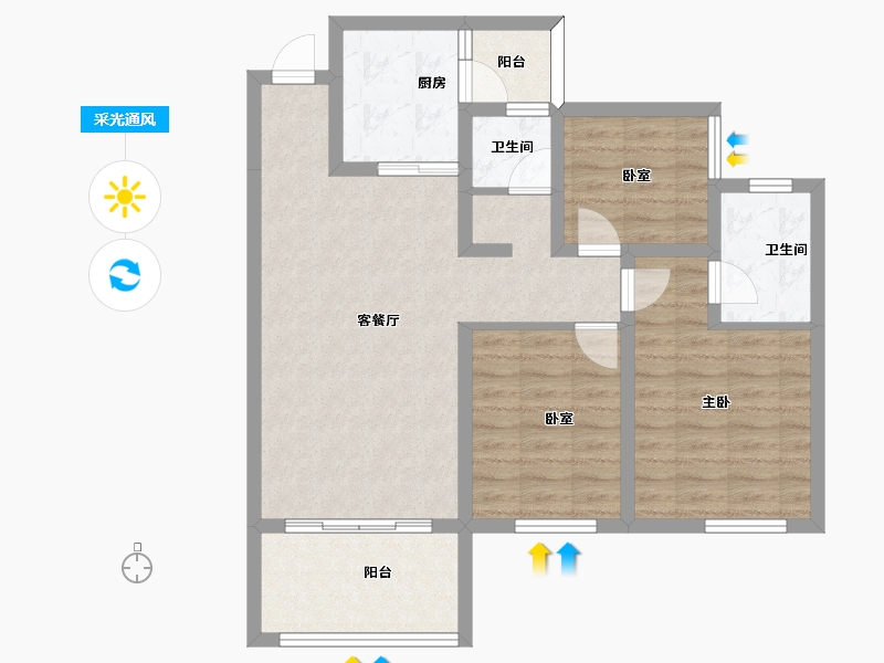 四川省-南充市-远达江山美墅-82.10-户型库-采光通风